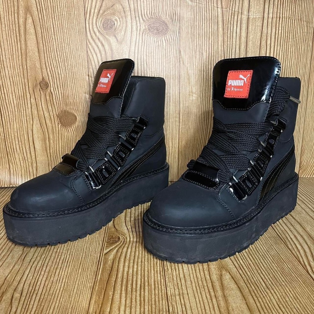 Puma x Fenty by Rihanna SB Black eyelet sneaker platform boots M7 W8 rare